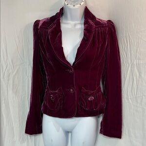 Mango Velvet Deep Red Blazer